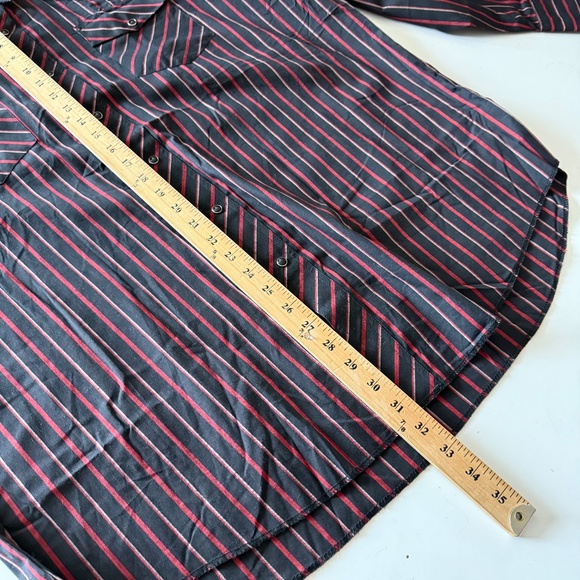 Wrangle Rustler Black & Red Striped Pearl Snap Western Shirt Mens 18 X-Long Tail - Picture 8 of 8